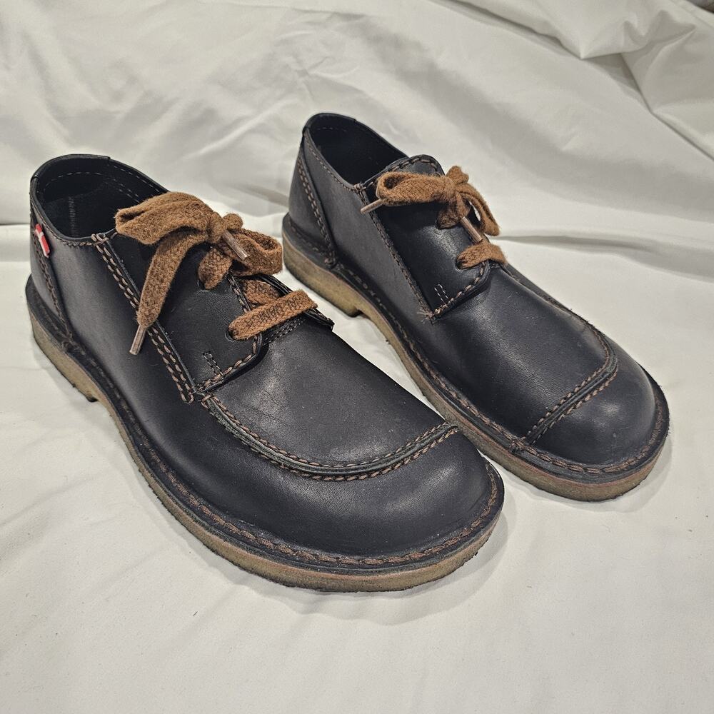 Duckfeet Fyn Men's Dark BLACK Casual Leather Shoes Sz 45 US 11-11.5 Lace Up